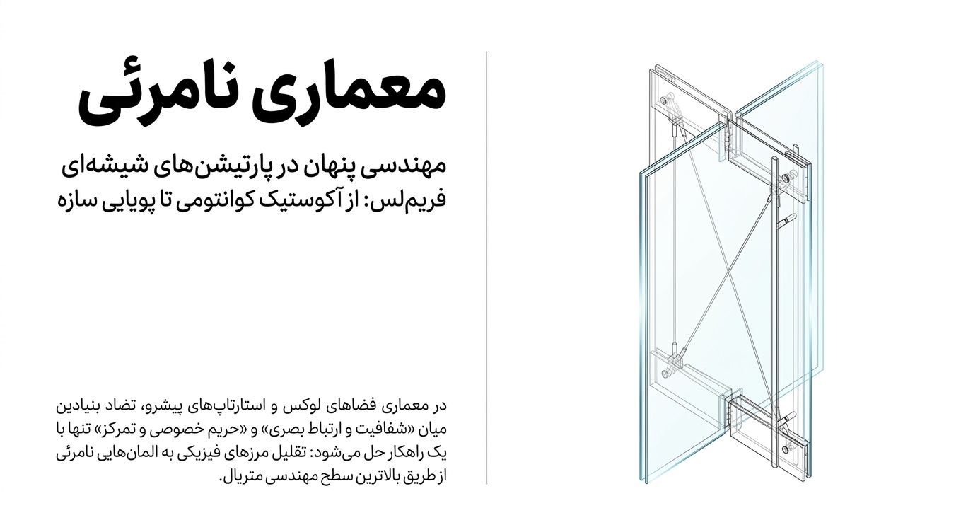پارتیشن شیشهای فریملس (Frameless): راز معماری داخلی برندهای لوکس و استارتاپها.