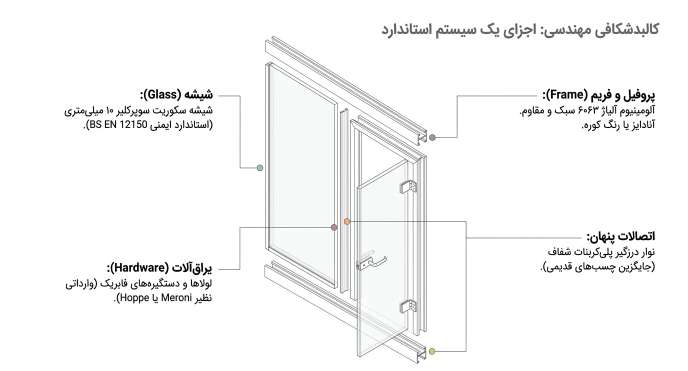 اجزای استاندارد سیستم شیشه ای