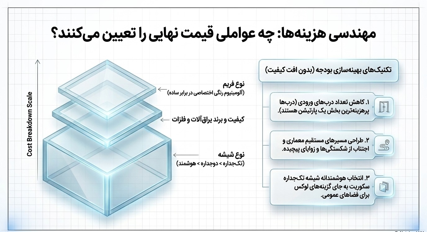 عوامل موثر بر هزینه و قیمت پارتیشن شیشه ای