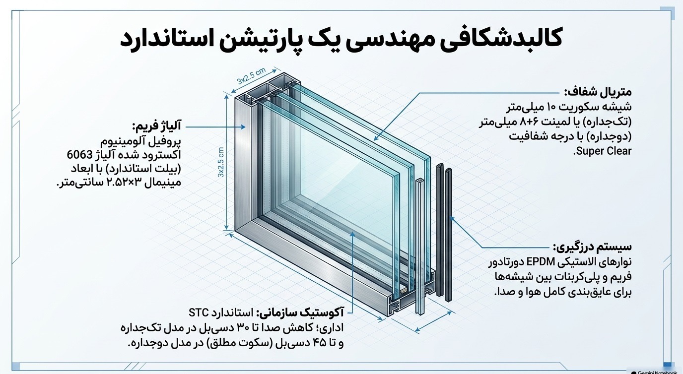 کالبد شکافی مهندسی ضخامت و ساختار شیشه سکوریت در پارتیشنها